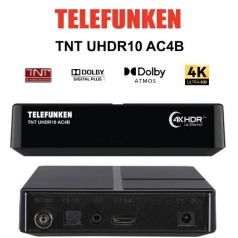 Récepteur TNT Ultra HD 4K TELEFUNKEN UHDR10 AC4B – Fonction TimeShift, Lecteur Multimédia, Enregistrement sur USB PVR