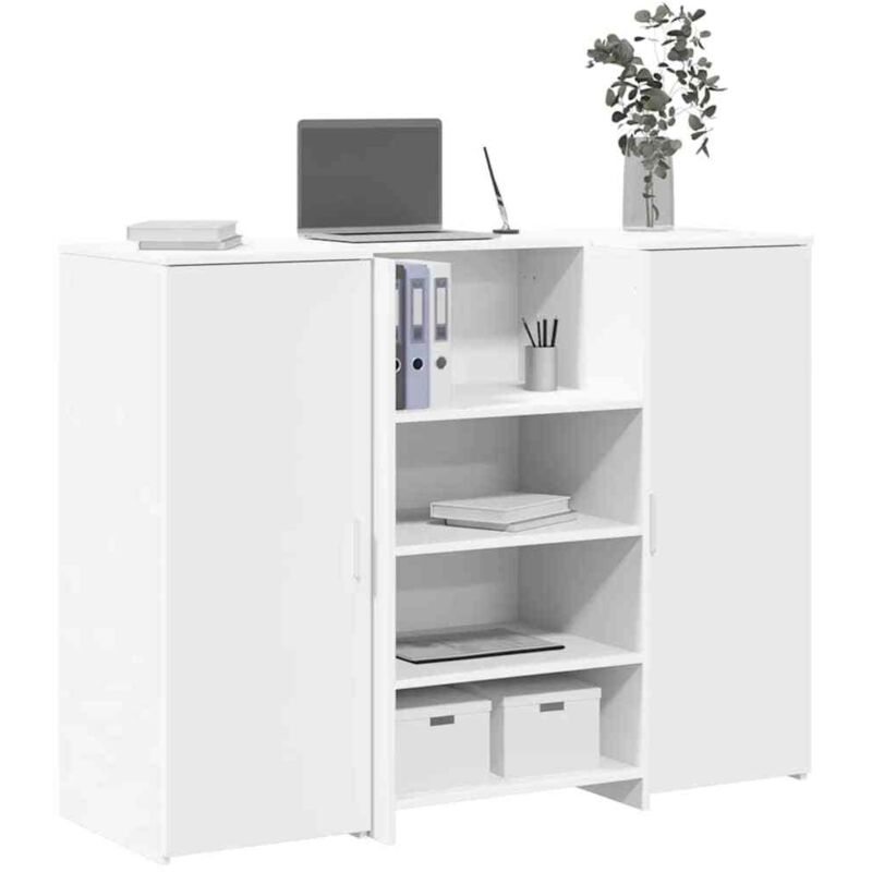 Reception Desk White 135x50x103.5 Cm Engineered Wood Vidaxl