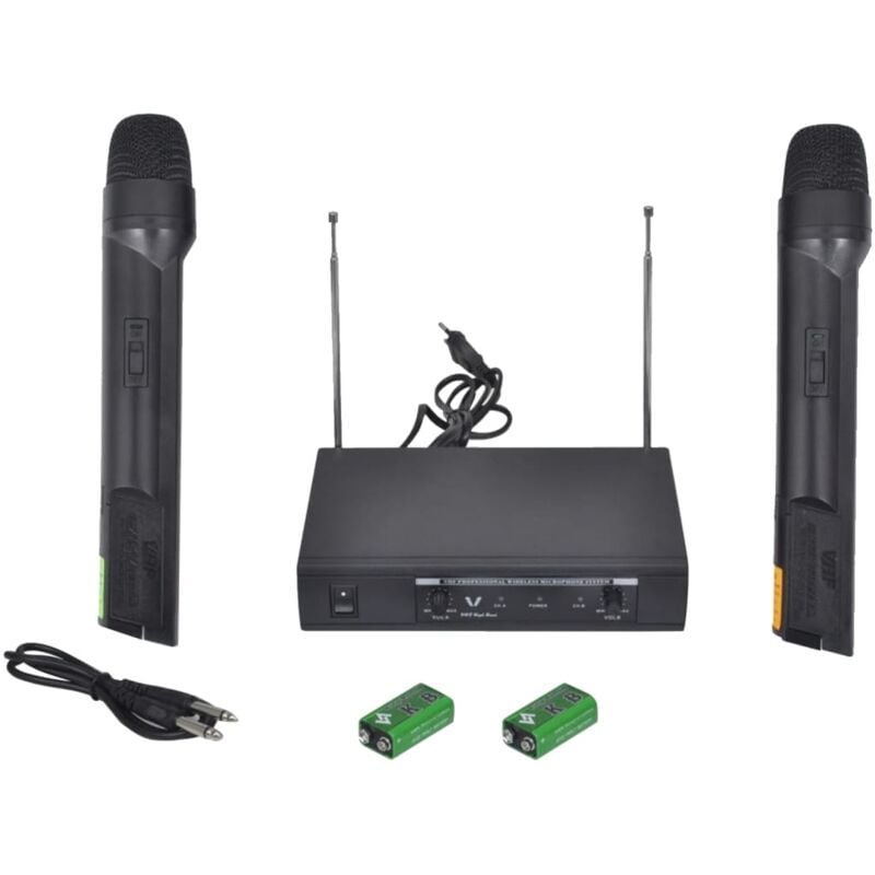 

Receptor con 2 micrófonos inalámbrico VHF - Negro - Vidaxl