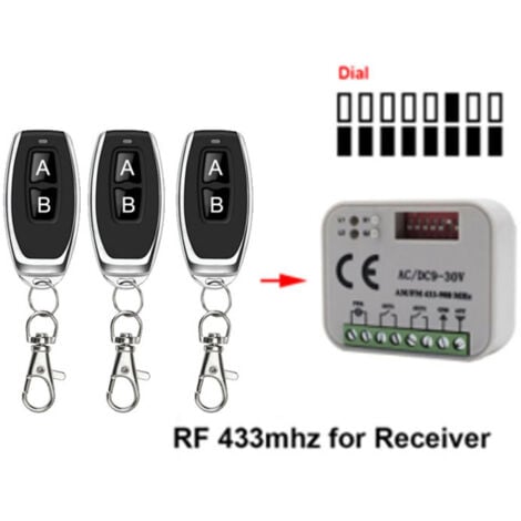 UGREAT Receptor de control remoto para puerta de garaje 433 868MHz RX Multi 300-900MHz AC/DC 9-30V Receptor de control remoto