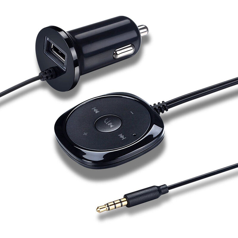 

Happyshop - Receptor de musica de audio BT inalambrico Adaptador de 3,5 mm Altavoz auxiliar de coche sin manos