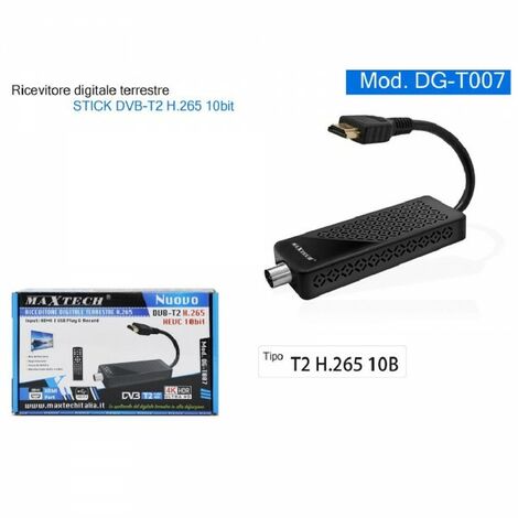 r2digital DVB T2 STICK H.265 Bolígrafo digital terrestre DVB-T2 HD8K86 FHD  New Media Player con USB HDMI lector MKV : : Electrónica
