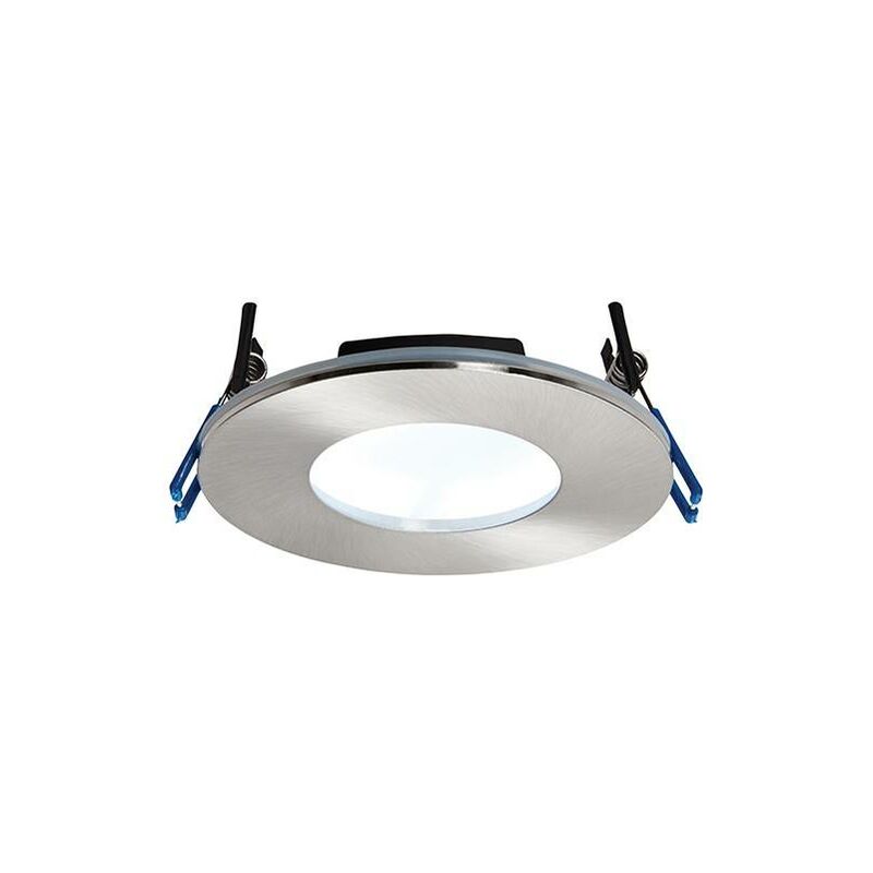 Saxby Orbitalplus - Fire Rated Integrated LED 1 Light Bathroom Recessed Light Satin Nickel Plate IP65