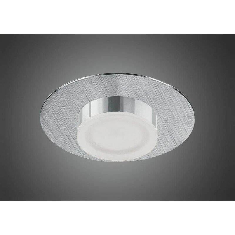 Recessed ceiling light Marcel Ampoules 4W LED round 3000K IP44, 360lm, satin aluminum / frosted acrylic / polished chrome
