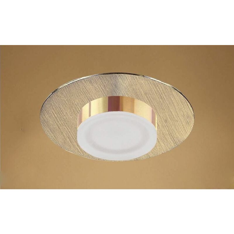 Recessed ceiling light Marcel Ampoules 4W LED round 3000K IP44, 360lm, satin gold / frosted acrylic / gold