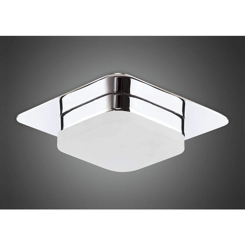 09diyas - Recessed ceiling light Marcel Ampoules 5W LED square 3000K IP44, 450lm, polished chrome / frosted acrylic