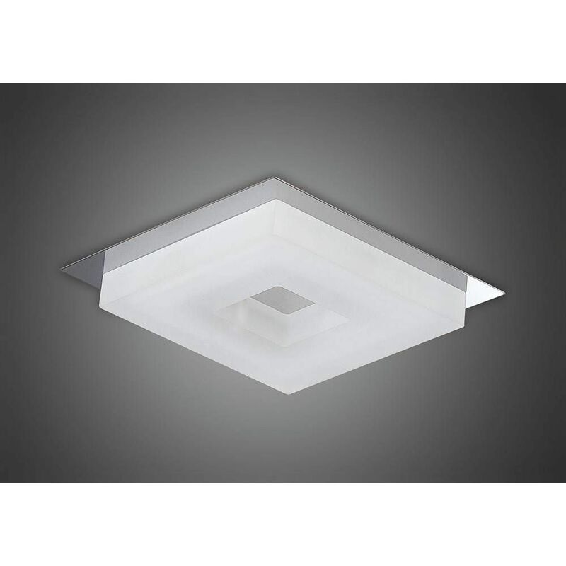 Recessed ceiling light Marcel Ampoules 6W LED square 3000K IP44, 550lm, polished chrome / frosted acrylic