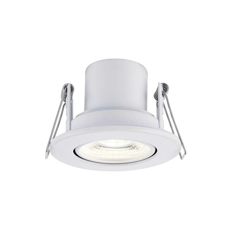 Saxby Shieldeco - Fire Rated Integrated LED Tilt Recessed Light Matt White, Acrylic