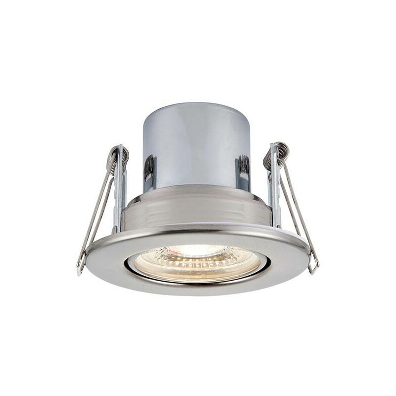 Saxby Shieldeco - Fire Rated Integrated LED Tilt Recessed Light Satin Nickel Plate, Acrylic
