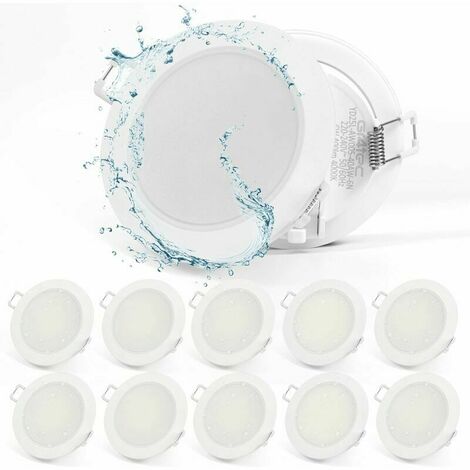 Recessed wall and ceiling spotlight Extra Flat LED Recessed Spot 220V, 10x 5W Recessed Ceiling Light IP65 400LM 4000K Neutral White, Ultra-thin 35MM Recessed Spotlight, Hole 68-80mm For Living Room Be