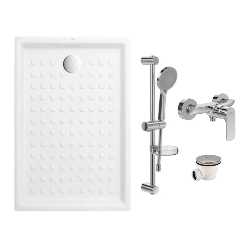 Villeroy&boch - Pack receveur 100 x 80 villeroy et boch o .Novo céramique rectangle blanc avec bonde D90 et robinetterie