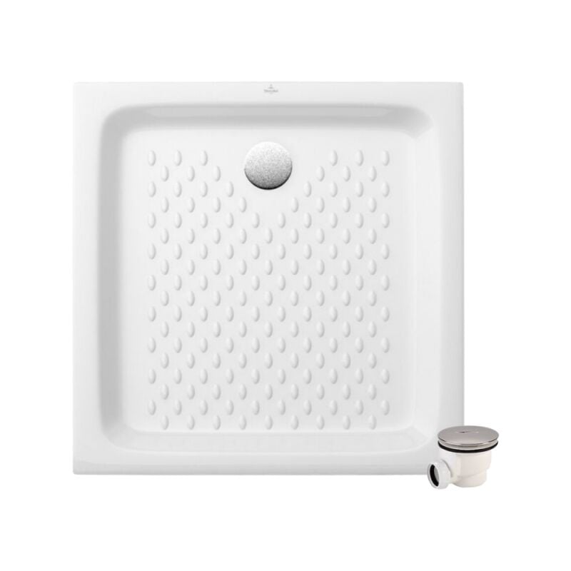 Pack receveur 90 x 90 Villeroy & boch O Novo ceramique carré blanc avec bonde D90
