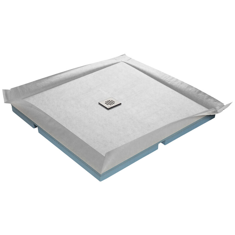 U-tile - Receveur de douche à carreler compact + natte étanche + siphon ultra plat - 120 x 120 cm x 67 mm