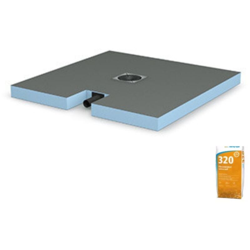 Wedi - Receveur à carreler 120 x 120 Fundo Plano carré + bonde intégrée + 320