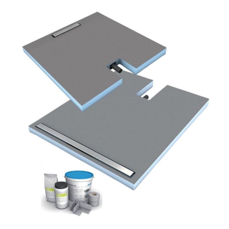 Receveur à carreler 120 x 80 cm WEDI Fundo Plano Linea écoulement linéaire & bonde intégrée + kit d'étanchéité