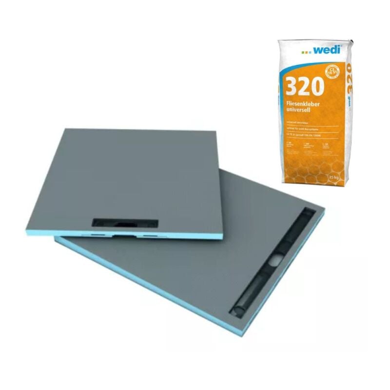 Wedi - Receveur à carreler 180 x 90 cm Fundo Riolito Neo, écoulement linéaire + colle 320