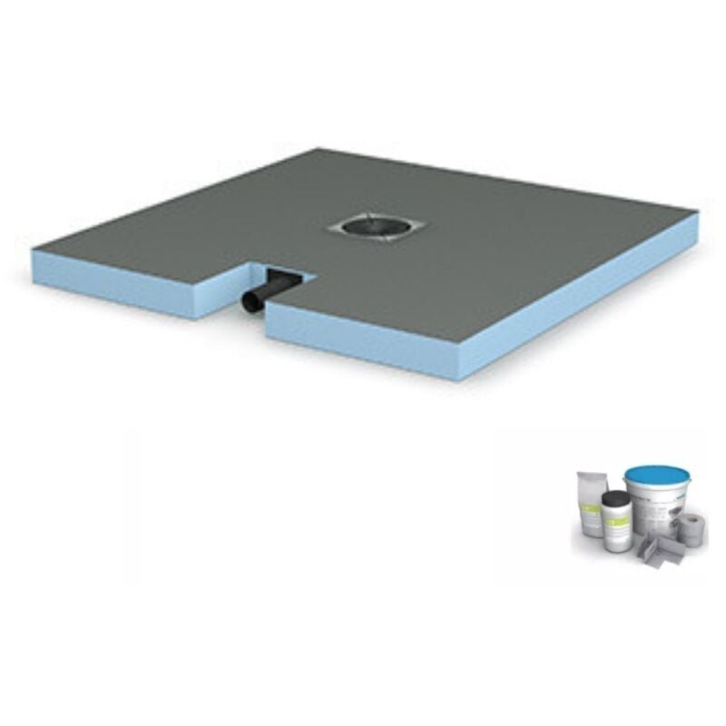 Wedi - Receveur de douche à carreler 120 x 120 Fundo Plano + bonde intégrée + kit d'étanchéité