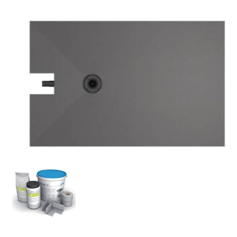Wedi - Receveur à carreler 160 x 100 cm Fundo Plano, bonde intégrée + kit d'étanchéité