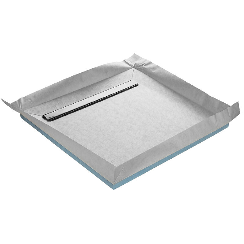 U-tile - Receveur de douche à carreler caniveau 4 pentes + natte étanche + siphon ultra plat - 120 x 120 cm