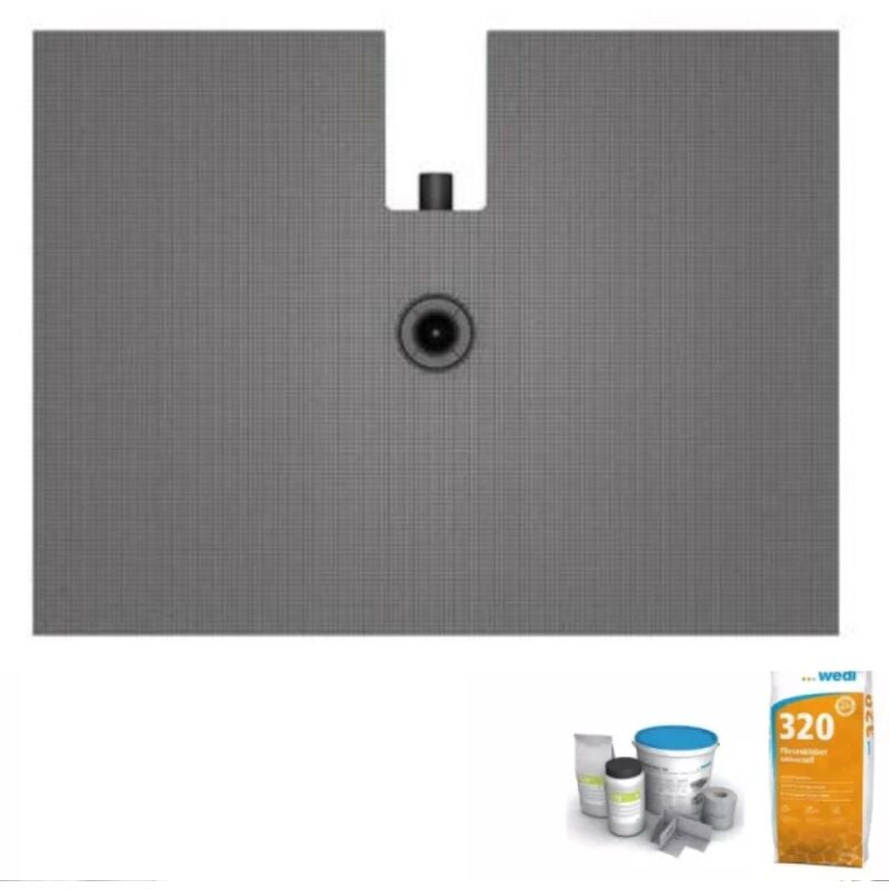 Wedi - Pack receveur de douche à carreler Fundo Plano 120 x 90 + bonde intégrée + kit d'étanchéité + 320