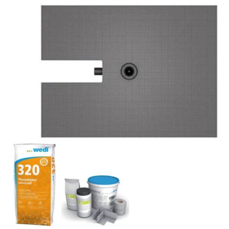 Receveur à carreler WEDI Fundo Plano, bonde intégrée + Colle 320 + kit d étanchéité, 120 X 90, bonde centree