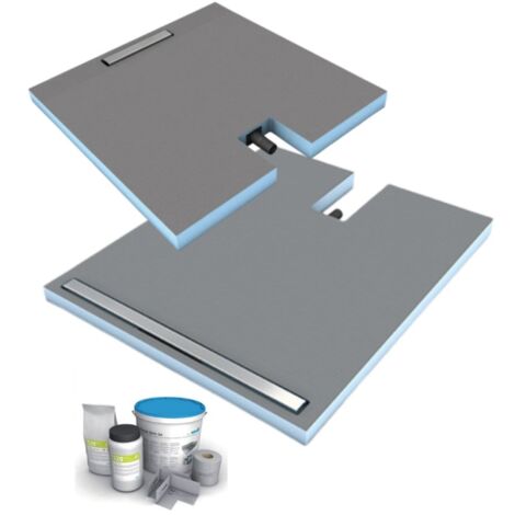 Receveur à carreler WEDI Fundo Plano Linea écoulement linéaire & bonde intégrée + kit d étanchéité, 120 X 80, bonde excentree