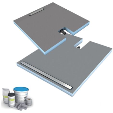 Receveur à carreler WEDI Fundo Plano Linea écoulement linéaire & bonde intégrée + kit d étanchéité, 120 X 90, bonde excentree