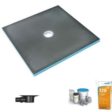 Receveur à carreler Wedi Fundo Primo écoulement centré + bonde verticale + kit d étanchéité + colle, 120 x 120