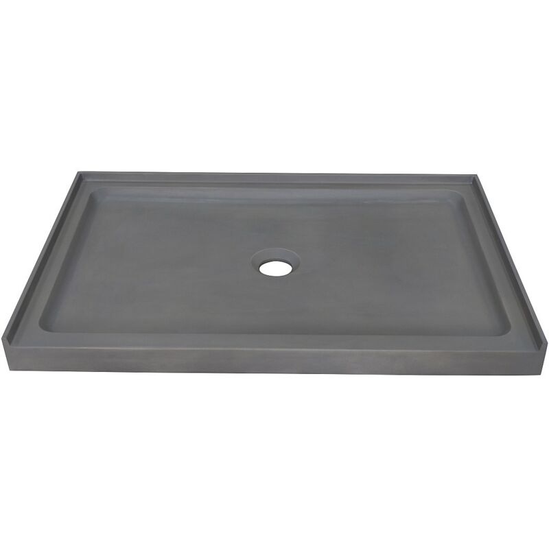 Vente-unique - Receveur à poser en béton - L121,5 x l81,5 x H9,5 cm - riazos