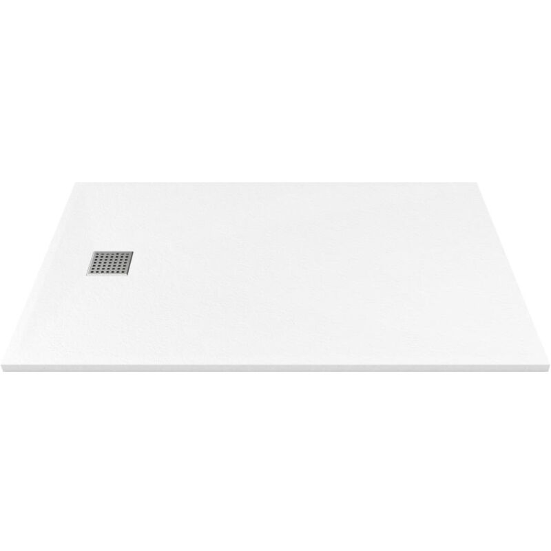 Receveur extra-plat à poser ou à encastrer découpable en résine smc - Blanc - 140 x 80 cm - mirnosa