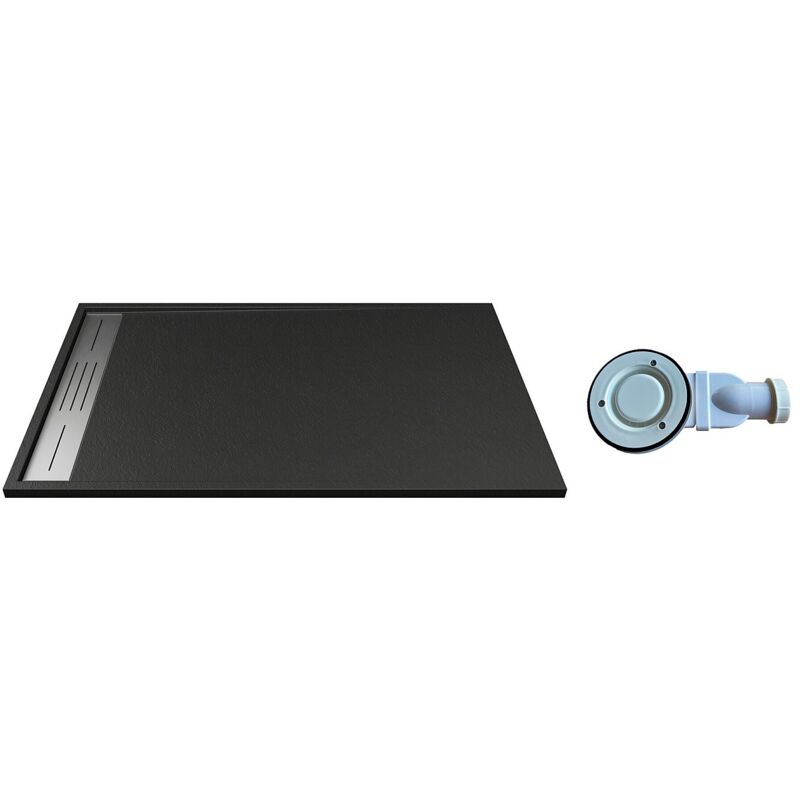 Receveur extra-plat à poser ou à encastrer découpable en résine smc avec siphon - Noir - 120 x 90 cm - lyrosa