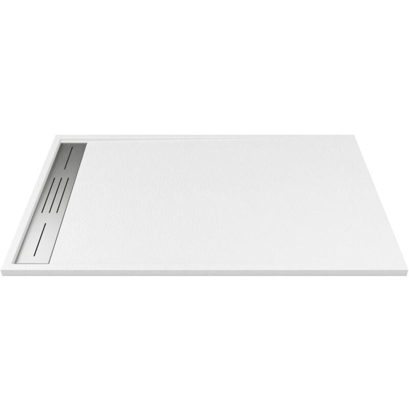 Vente-unique - Receveur extra-plat à poser ou à encastrer découpable en résine smc - Blanc - 120 x 90 cm - lyrosa
