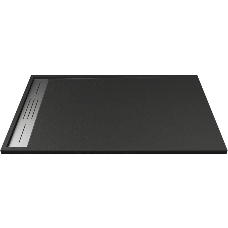 Receveur extra-plat à poser ou à encastrer découpable en résine smc - Noir - 120 x 80 cm - lyrosa