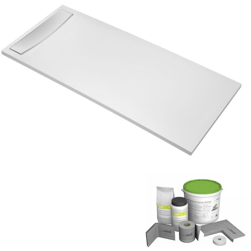 Jacob Delafon - Pack receveur de douche antidérapant 160 x 80 Flight Neus rectangle blanc+Kit d'étanchéité wedi + Bonde + Capot