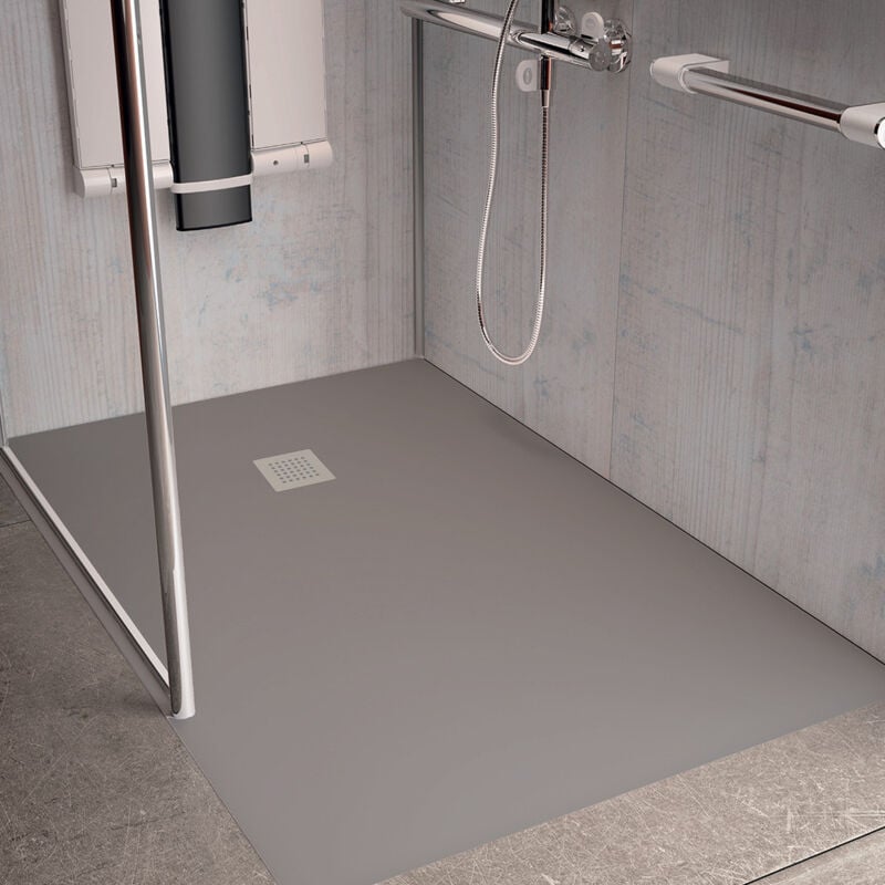 Receveur AQUALITE ULTRASLIM - Bonde Frontale - 140x80 Gris
