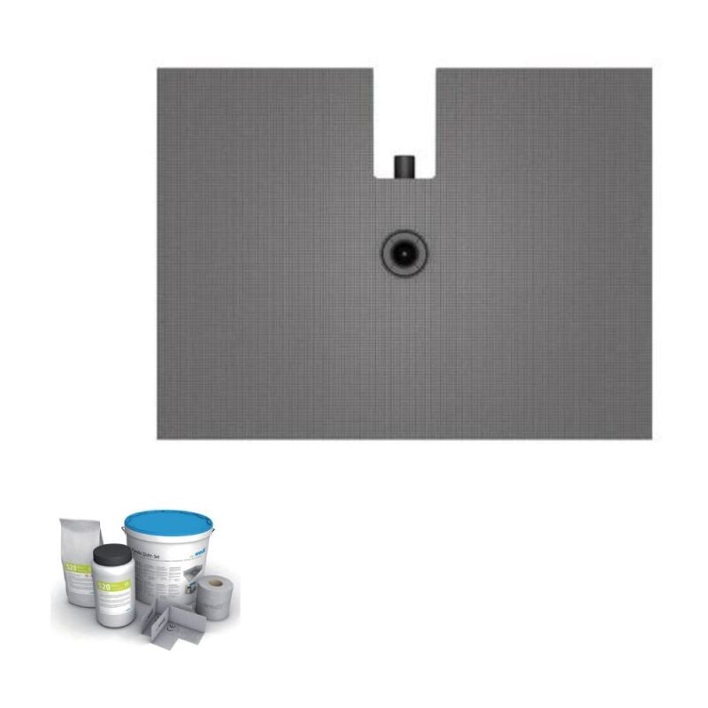 Wedi - Receveur à carreler 120 x 90 cm Fundo Plano - ecoulement centre sortie sur le grand cote + kit d'étanchéité