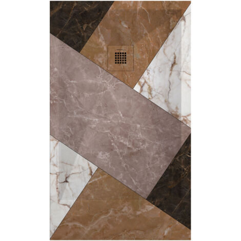 Receveur de douche 02 Couleur MosaÏque, finition Lisse Stone 3D, grille de couleur - 160 x 90 cm