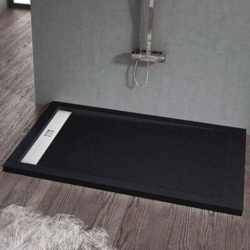 Receveur de douche 90 x 150 cm extra plat elite en résine surface ardoisée noir