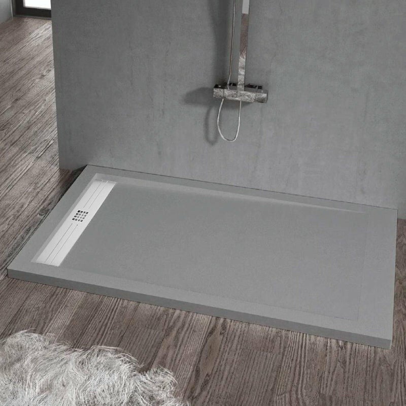 Receveur de douche 90 x 170 cm extra plat elite en résine surface ardoisée béton