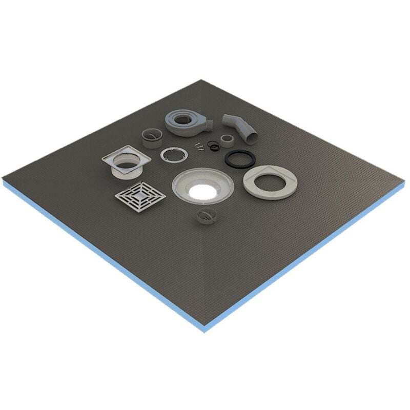 Valstorm - Receveur de douche 100x100x4 cm prêt à carreler avec siphon + Grille en inox