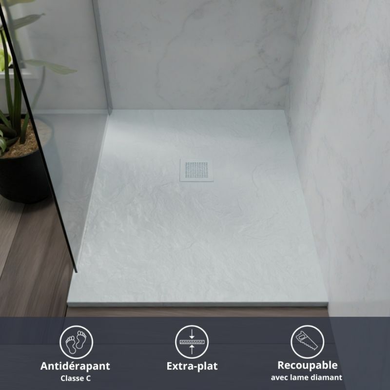 Cuisibane - Receveur de douche 100x80 cm extra plat - diamant- Blanc