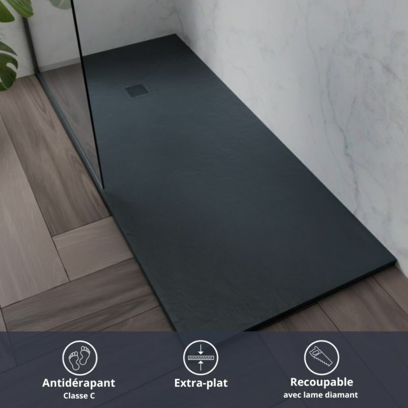 Receveur de douche 170x70 cm extra plat - diamant- Gris anthracite