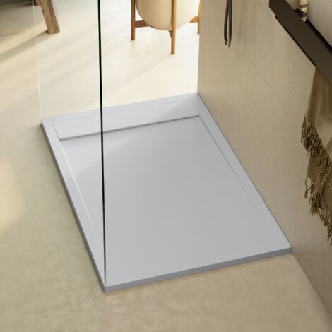 Receveur de douche 100x80 extra-plat Gris en résine minérale antidérapant effet ardoise - Magnus LAVABERG