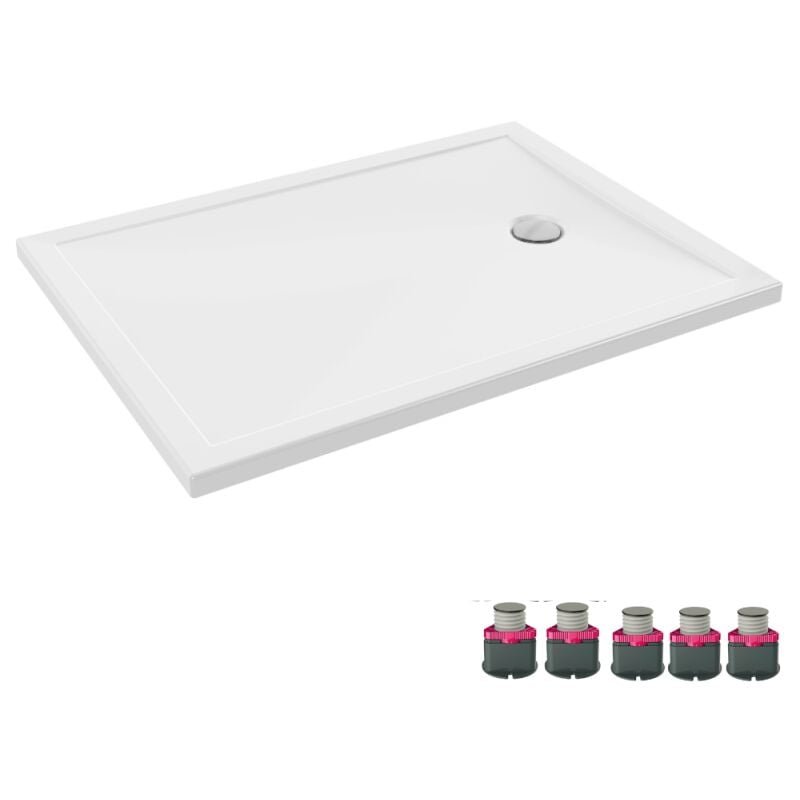 Jacob Delafon - Receveur de douche 120 x 90 Gaspard extra-plat céramique bonde à droite + Kit de réhausse