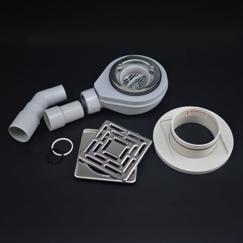 Receveur de douche 120x120x4cm prêt à carreler + siphon + Grille inox