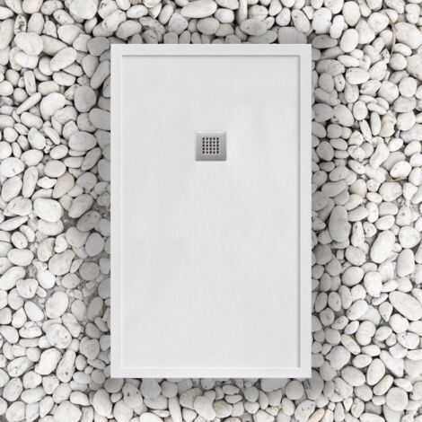 RECEVEUR DE DOUCHE 120X90 cm BLANC Ligne Vulcano MAX En Résine Et Poudre De Marbre Avec Drainage Libre - FRASCIO
