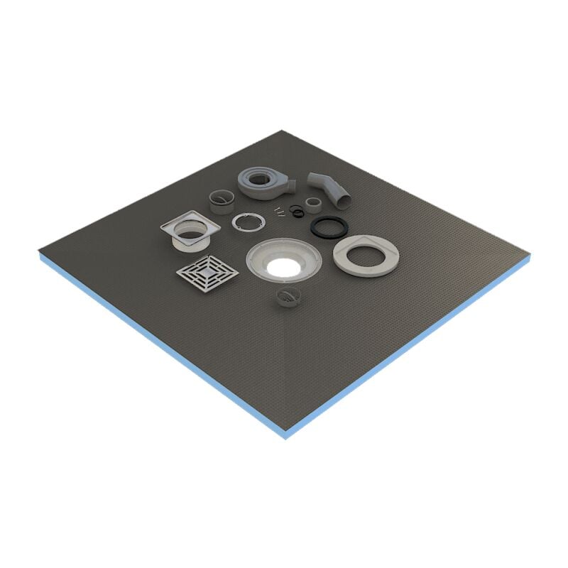 Receveur de douche 120x90x4cm prêt à carreler avec siphon et Grille en inox Valstorm