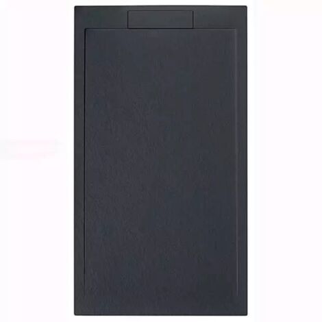 RECEVEUR DE DOUCHE 140x80 cm ANTHRACITE Ligne Vulcano SLIM En Résine et Poudre de MARBRE - avec Grille Latérale EN RÉSINE DE MARBRE - FRASCIO