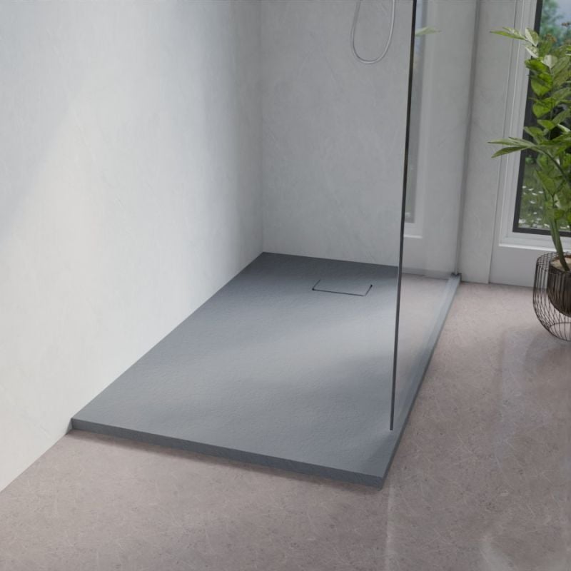 Cuisibane - Receveur de douche 140x80 cm extra plat - saphir- Gris ciment
