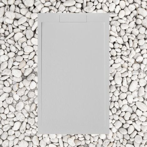 RECEVEUR DE DOUCHE 140x90 cm GRIS PERLE Ligne Vulcano SLIM En Résine et Poudre de MARBRE - avec Grille Latérale EN RÉSINE DE MARBRE - FRASCIO